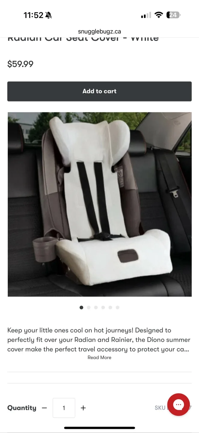 Diono Radian/Rainier Car Seat Summer Cover - White image indicator(2)