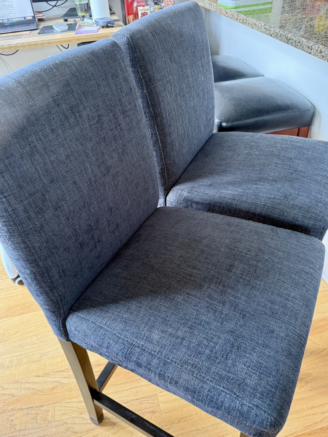 Pair of Blue/Gray Fabric Bar Stools - photo 5