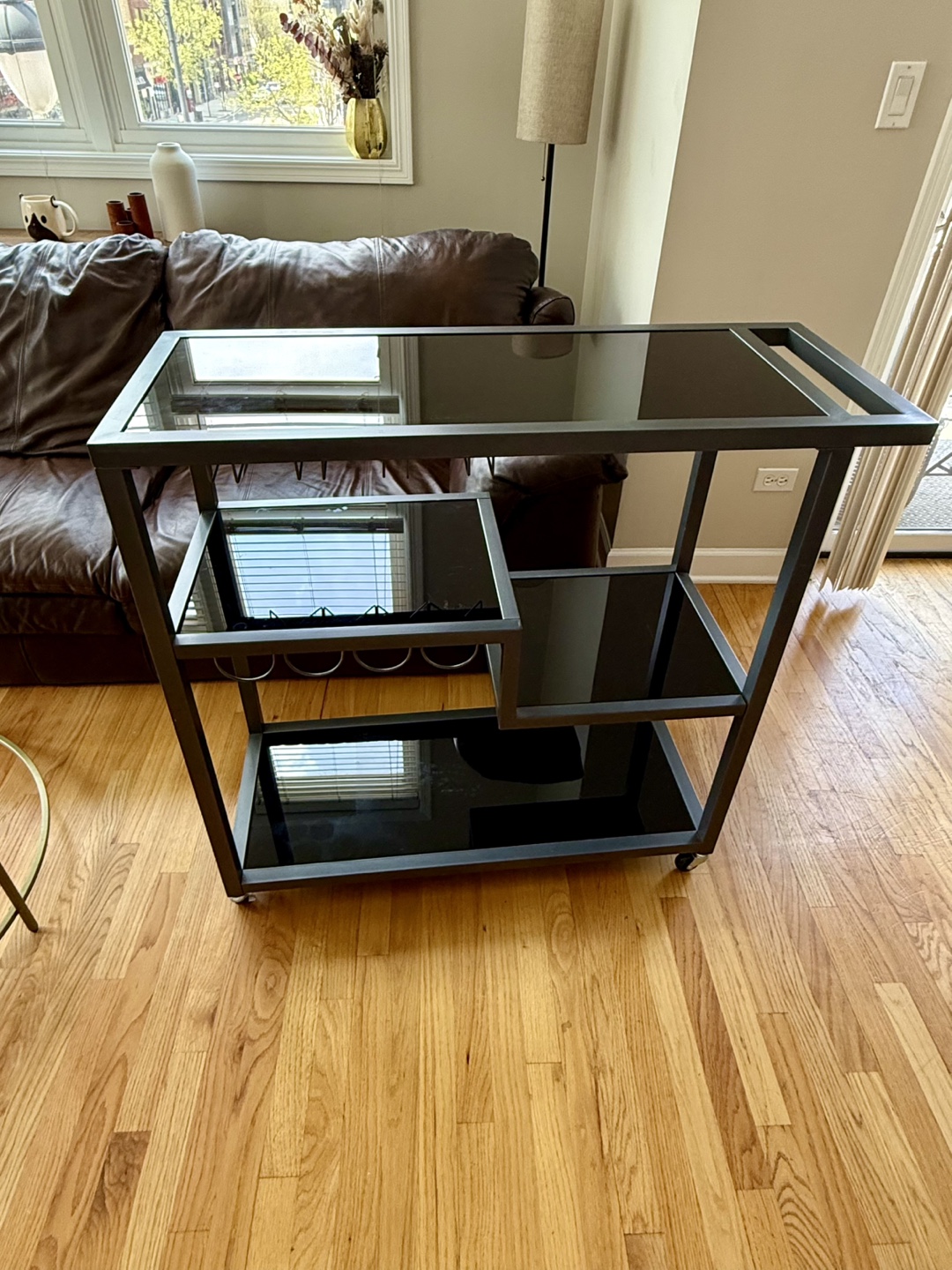 Modern Bar Cart with Glass Shelves
