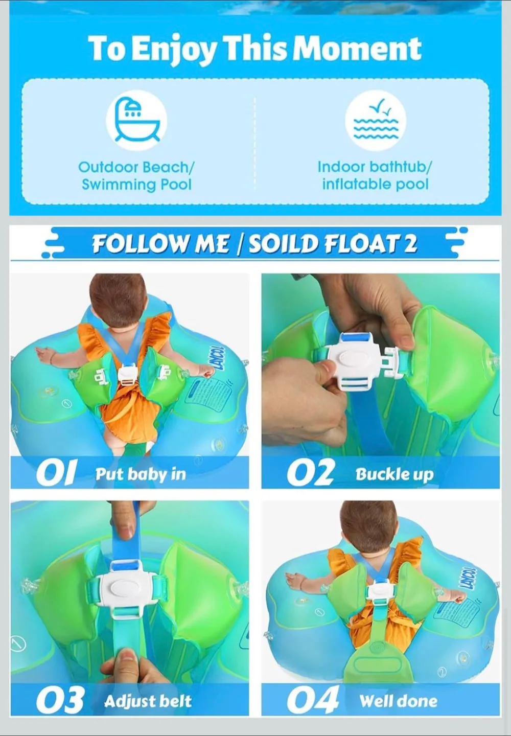 Baby Swim Float with Canopy - UPF 50+ Sun Protection image indicator(4)