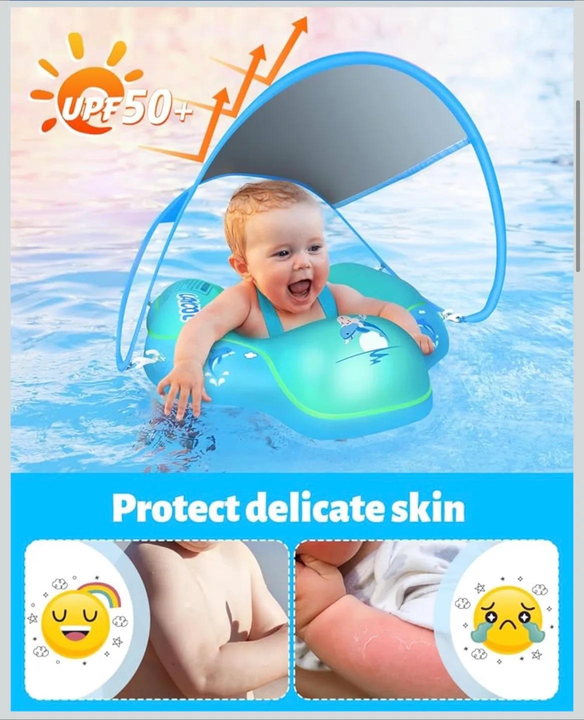 Baby Swim Float with Canopy - UPF 50+ Sun Protection image indicator(2)