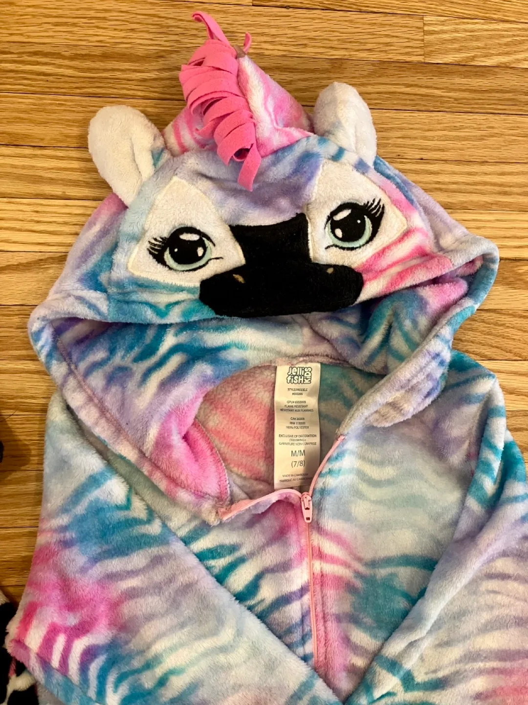 Girls' Size L/G (10/12) Cat & M (7/8) Zebra Fleece Onsie & Robe image indicator(4)