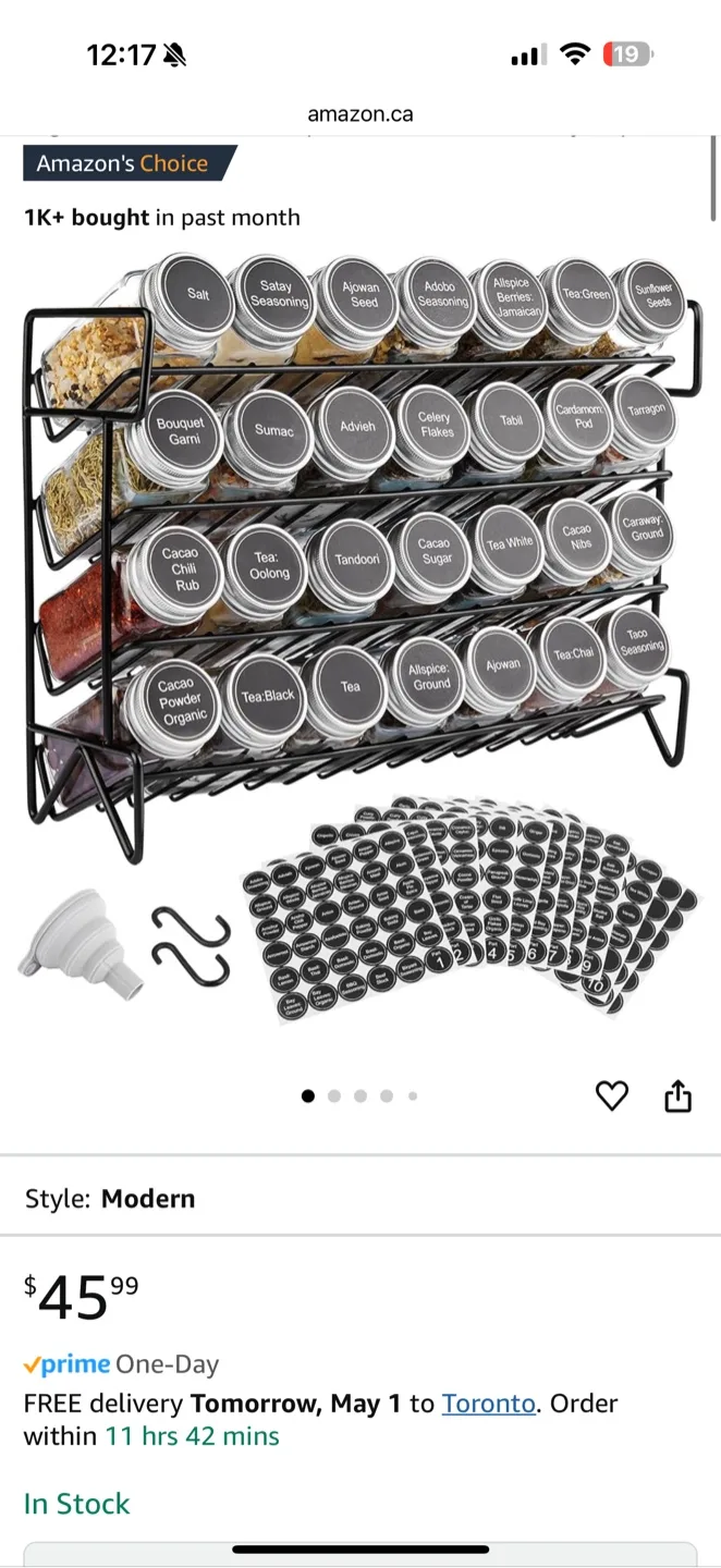 Spice Rack Organizer with 24 Spice Jars & Labels thumbnail