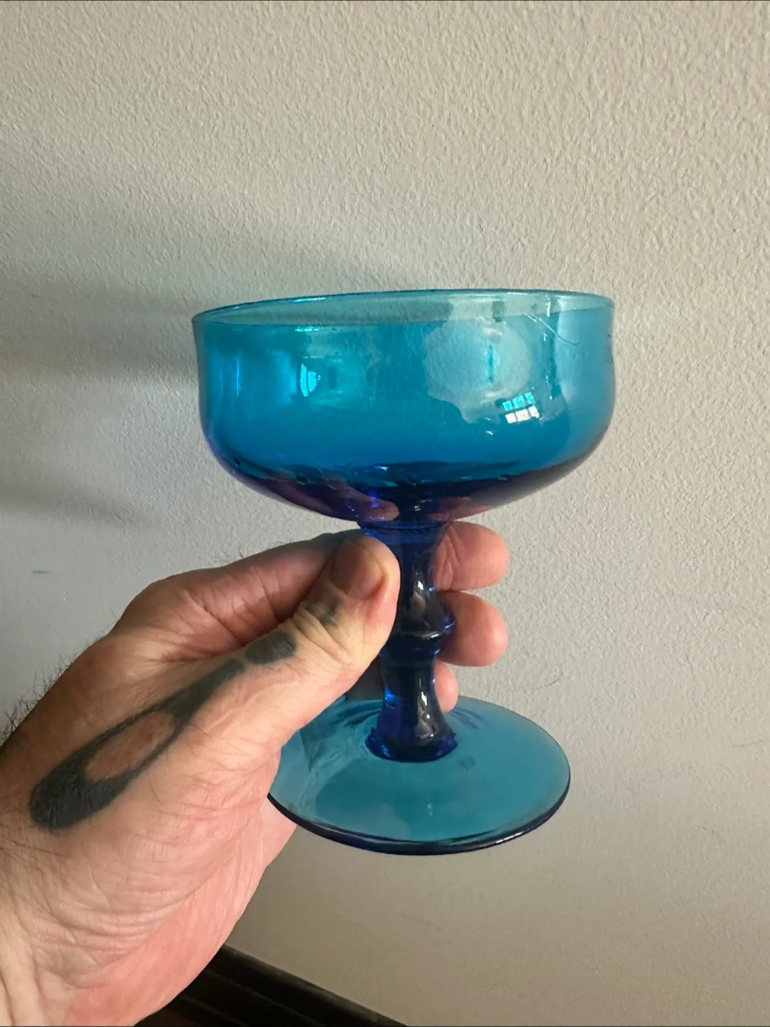 Set of Three Vintage Blue Glass Champagne Coupes image indicator(2)