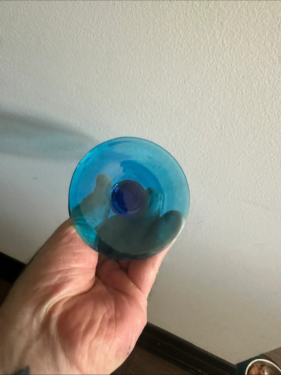 Set of Three Vintage Blue Glass Champagne Coupes image indicator(5)