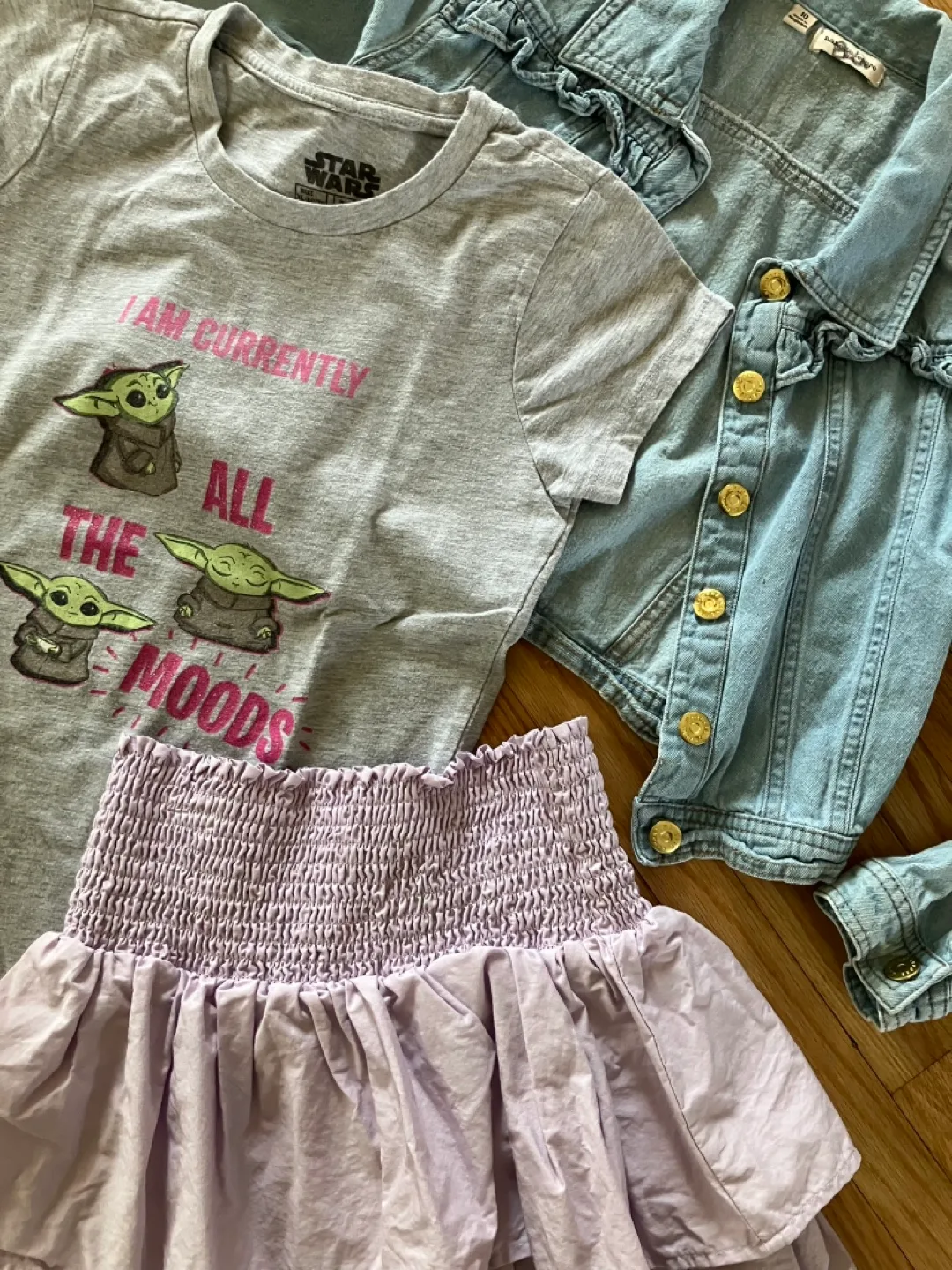 Girls' Bundle: Denim Jacket, StarWars Tee, Lavender Skirt image indicator(6)