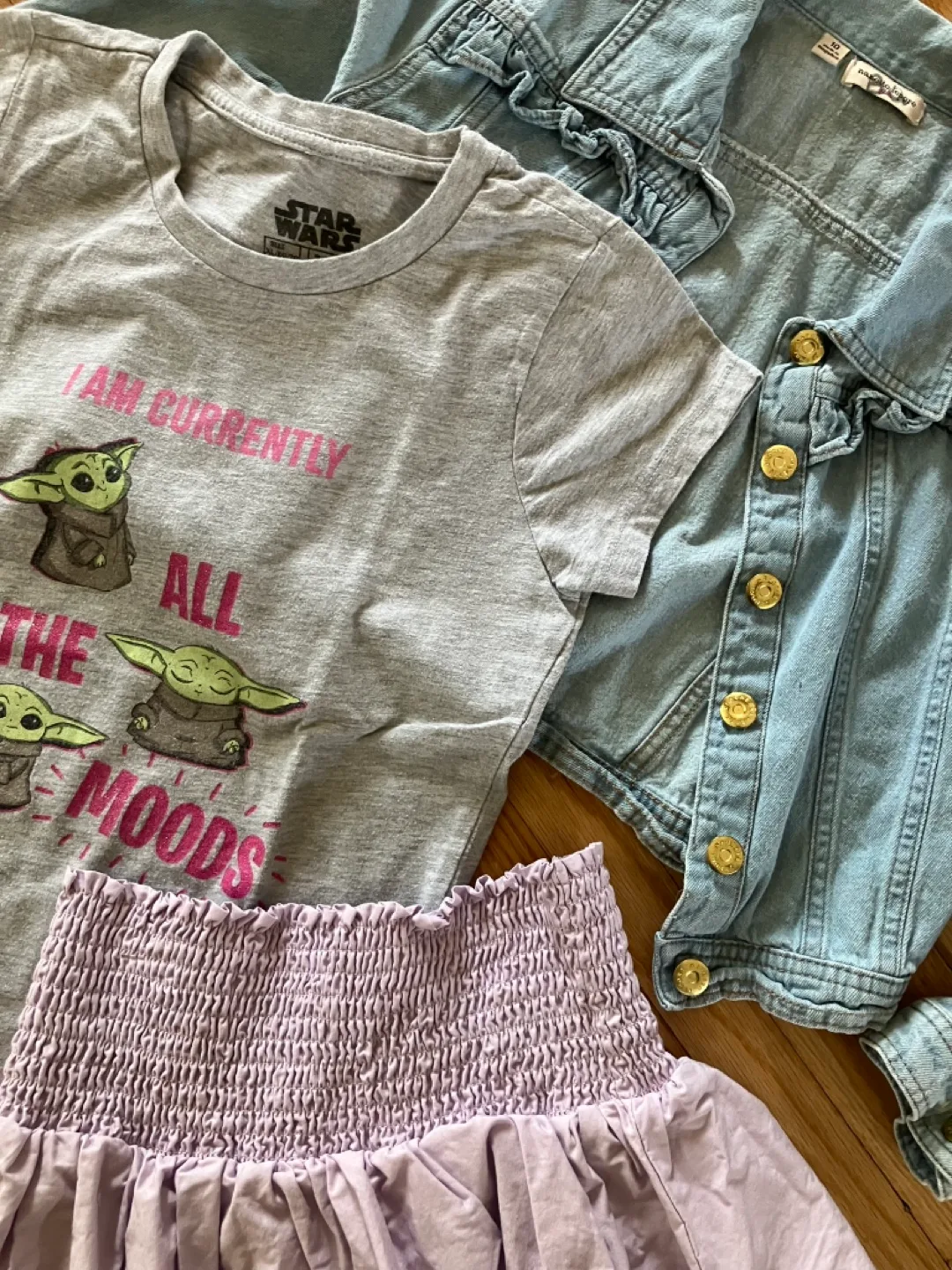 Girls' Bundle: Denim Jacket, StarWars Tee, Lavender Skirt image indicator(2)
