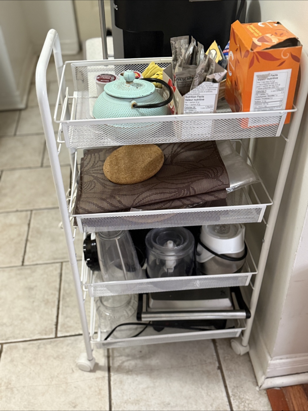 Walmart White 4-Tier Rolling Cart Organizer
