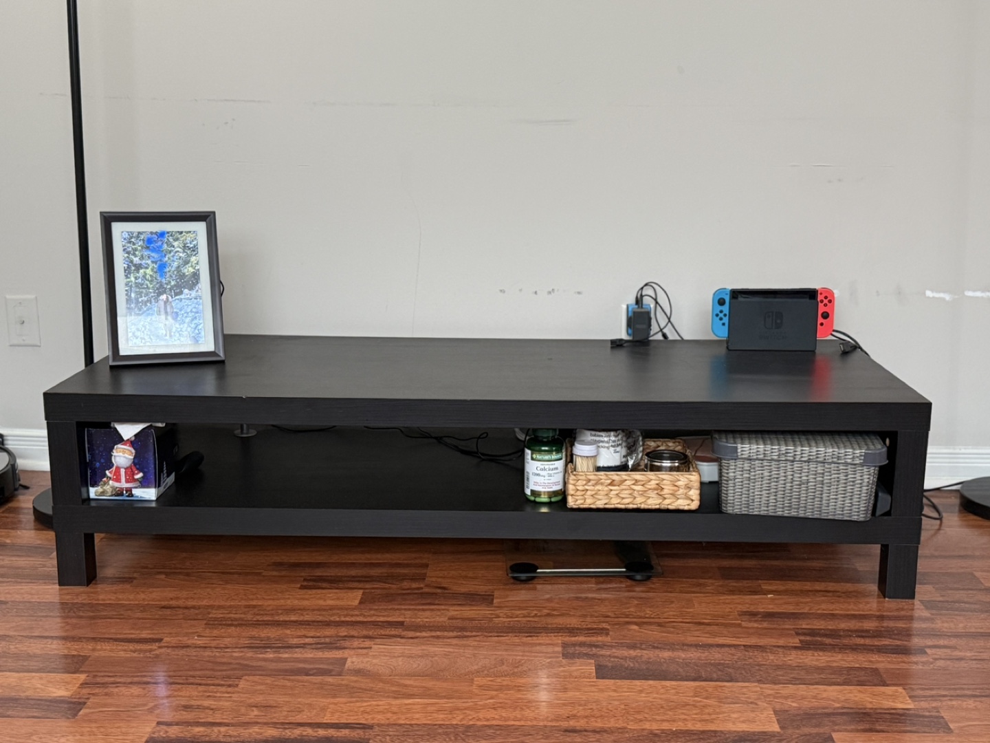 IKEA Black TV Stand with Shelf