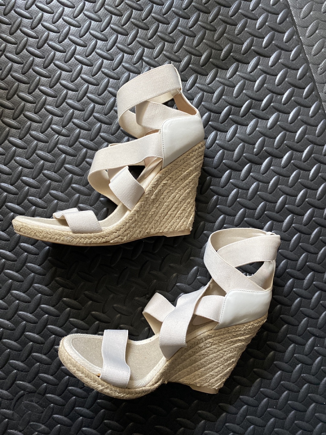 Women's White Elastic Wedge Sandals - photo 3