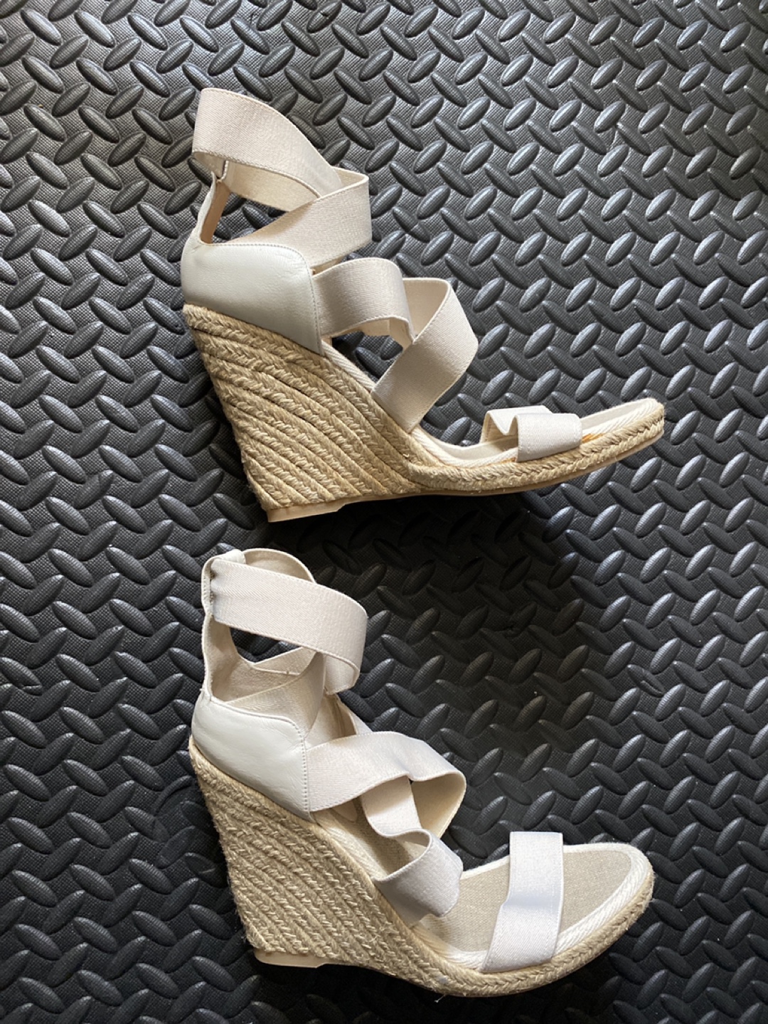 Women's White Elastic Wedge Sandals - photo 2