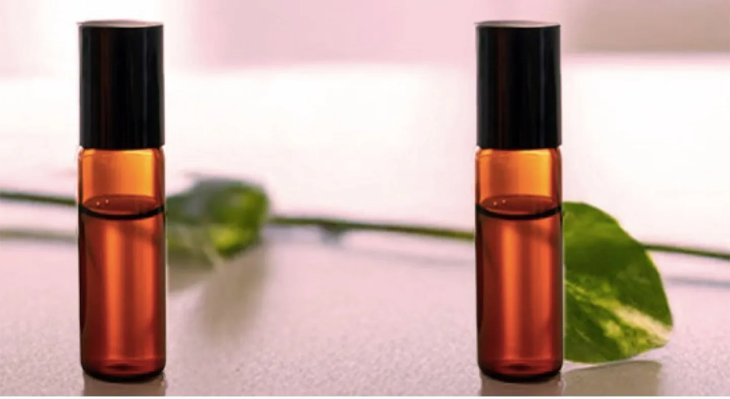 9 BNIB Amber Glass Roll-on Bottles with Caps & Dropper image indicator(2)