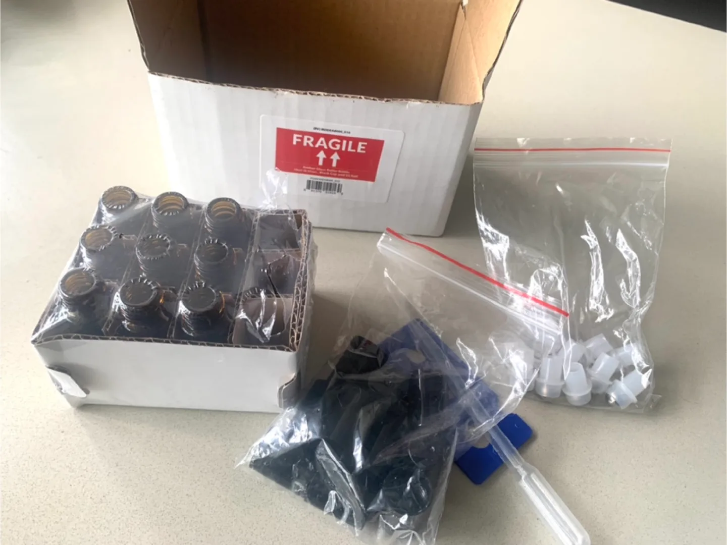 9 BNIB Amber Glass Roll-on Bottles with Caps & Dropper image indicator(3)