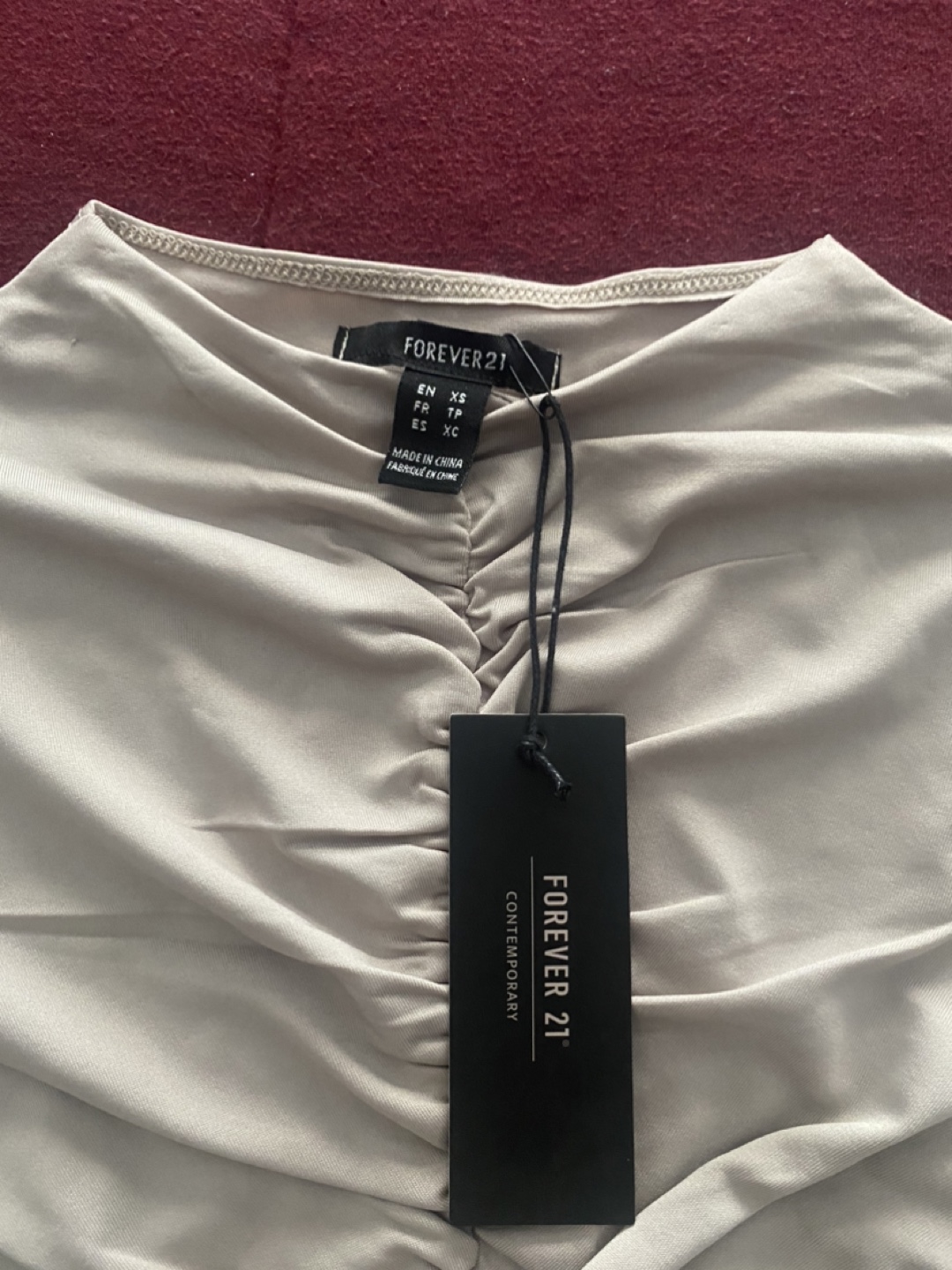 Forever 21 Taupe Ruched Bodysuit - Size XS - photo 2