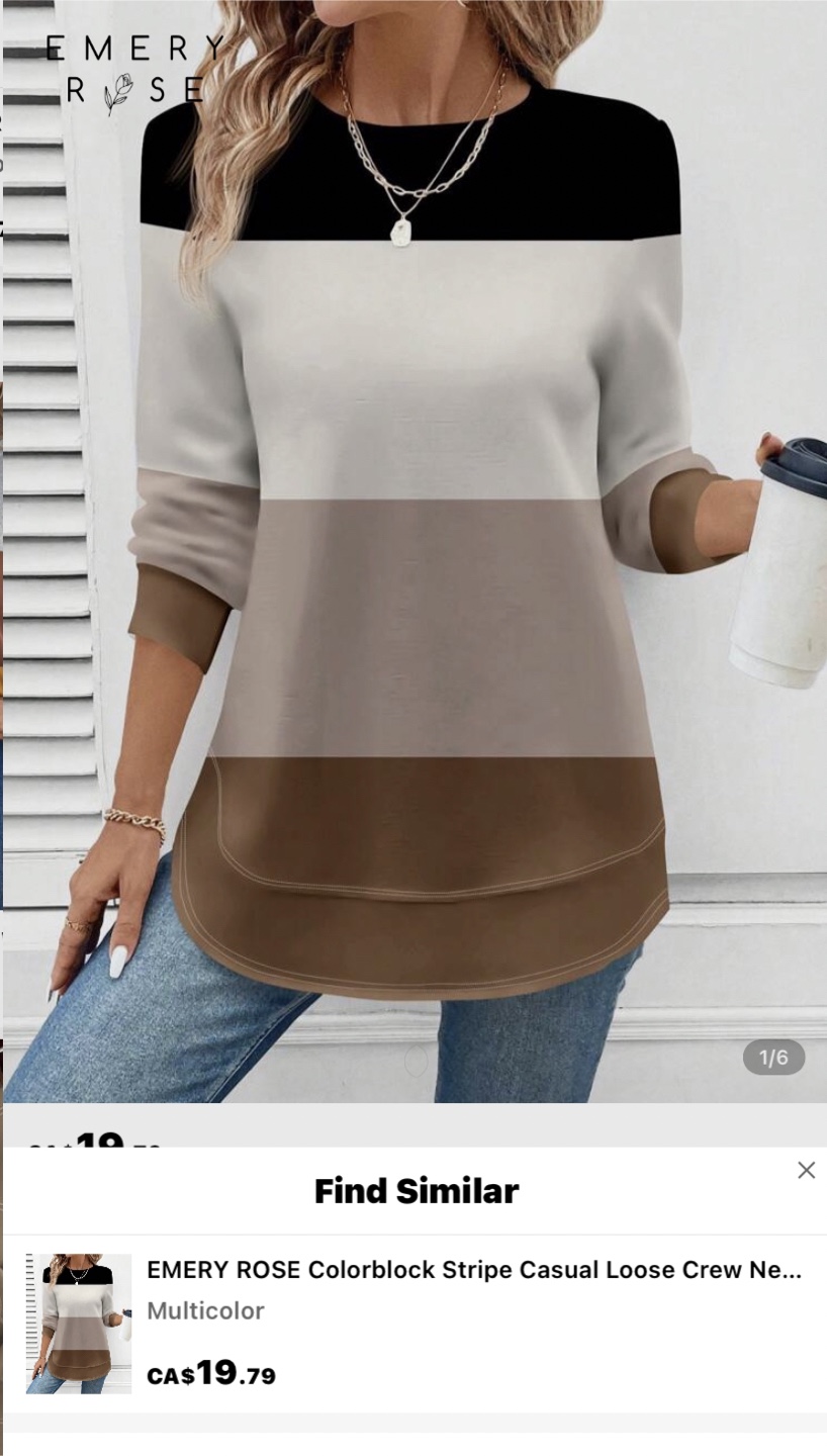 SHEIN Colorblocked Stripe Casual Long Sleeve Crew Neck Sweater