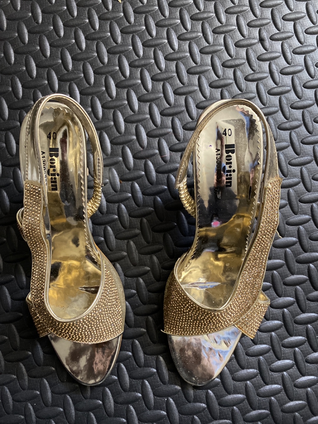 Gold embellished women's heels, size 40