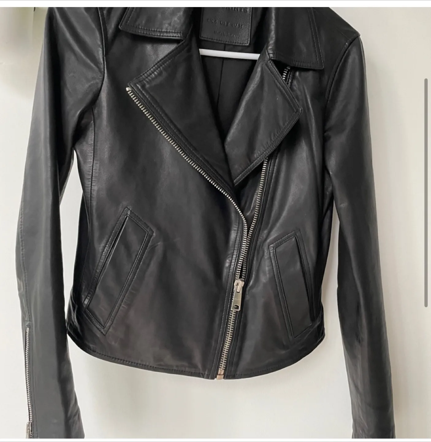 AllSaints Black Leather Moto Jacket us 2 image indicator(2)