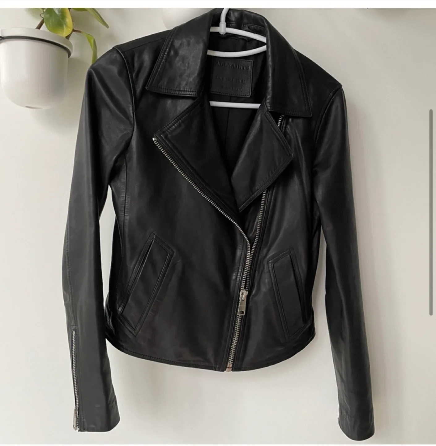 AllSaints Black Leather Moto Jacket us 2 image indicator(3)