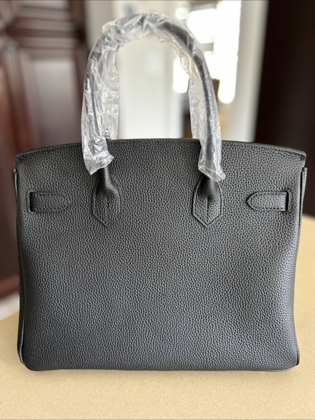 Black  Leather Handbag with Scarf - photo 4