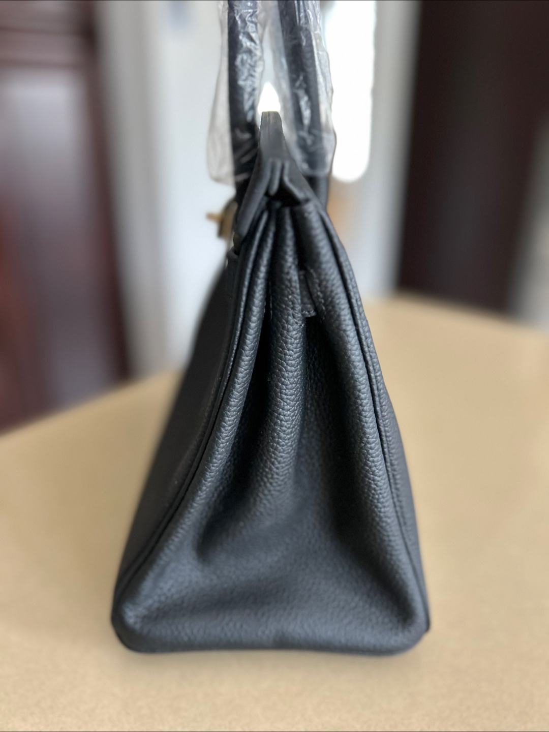 Black  Leather Handbag with Scarf - photo 5