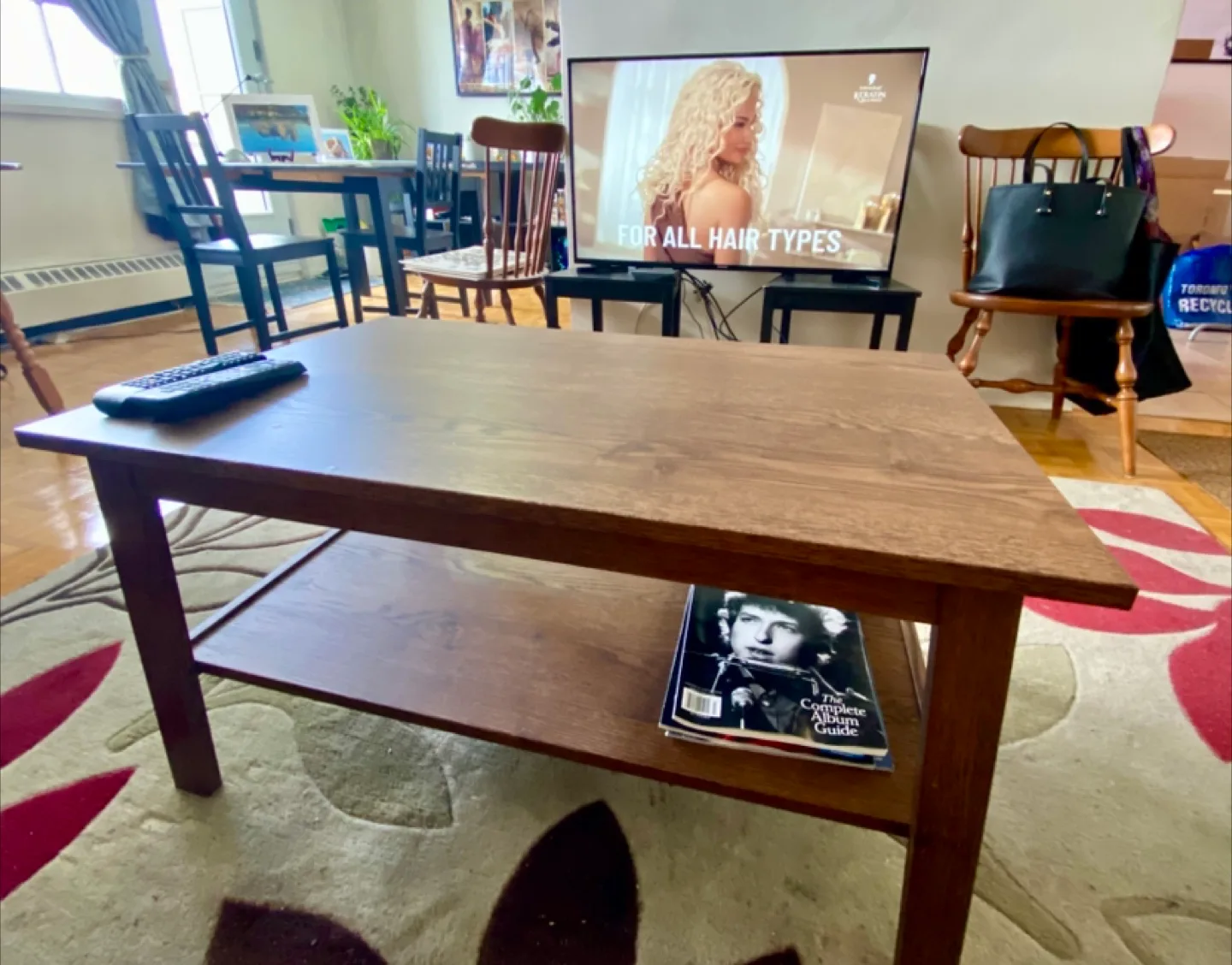 Dark Brown Wood Coffee Table with Shelf thumbnail