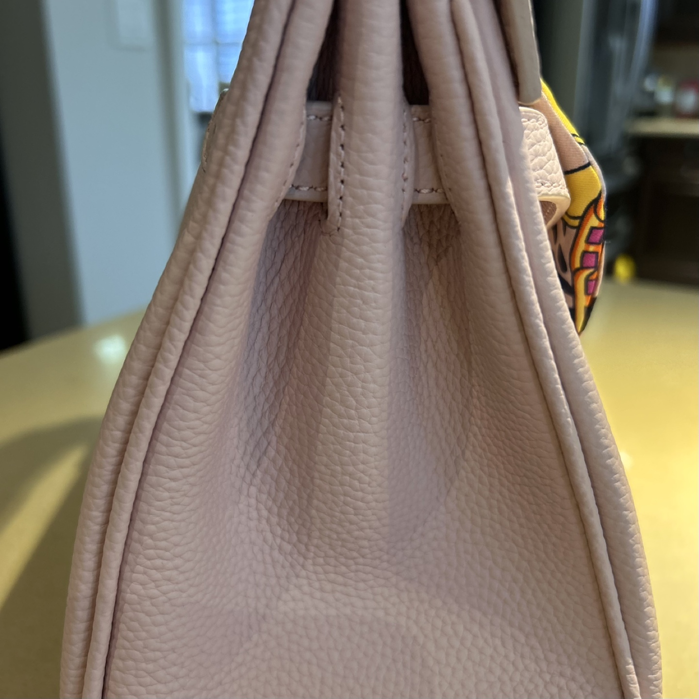 Pink Leather Handbag with Scarf Detail - photo 2