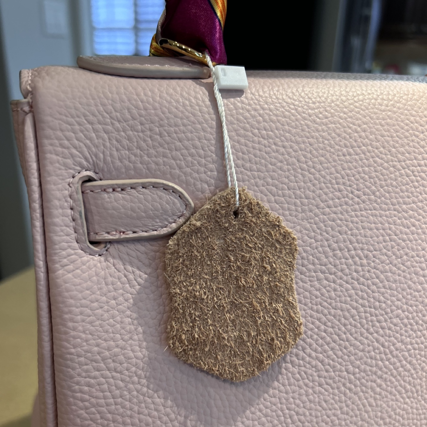 Pink Leather Handbag with Scarf Detail - photo 3