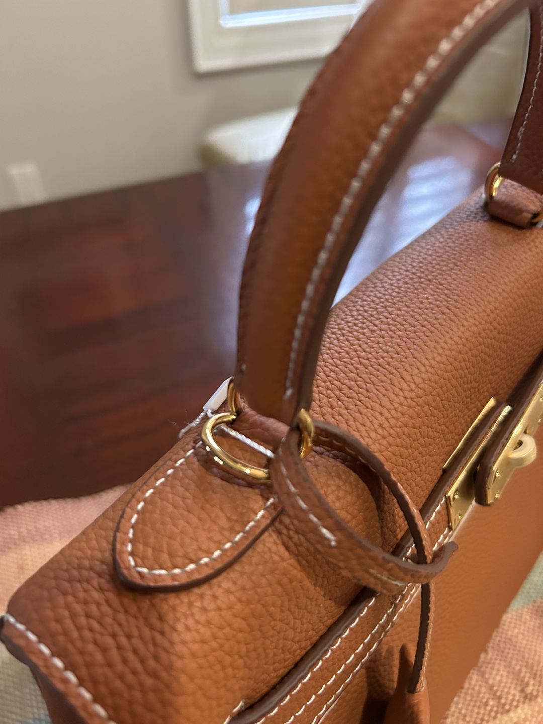 Brown Leather Kelly silhouette style bag - photo 5