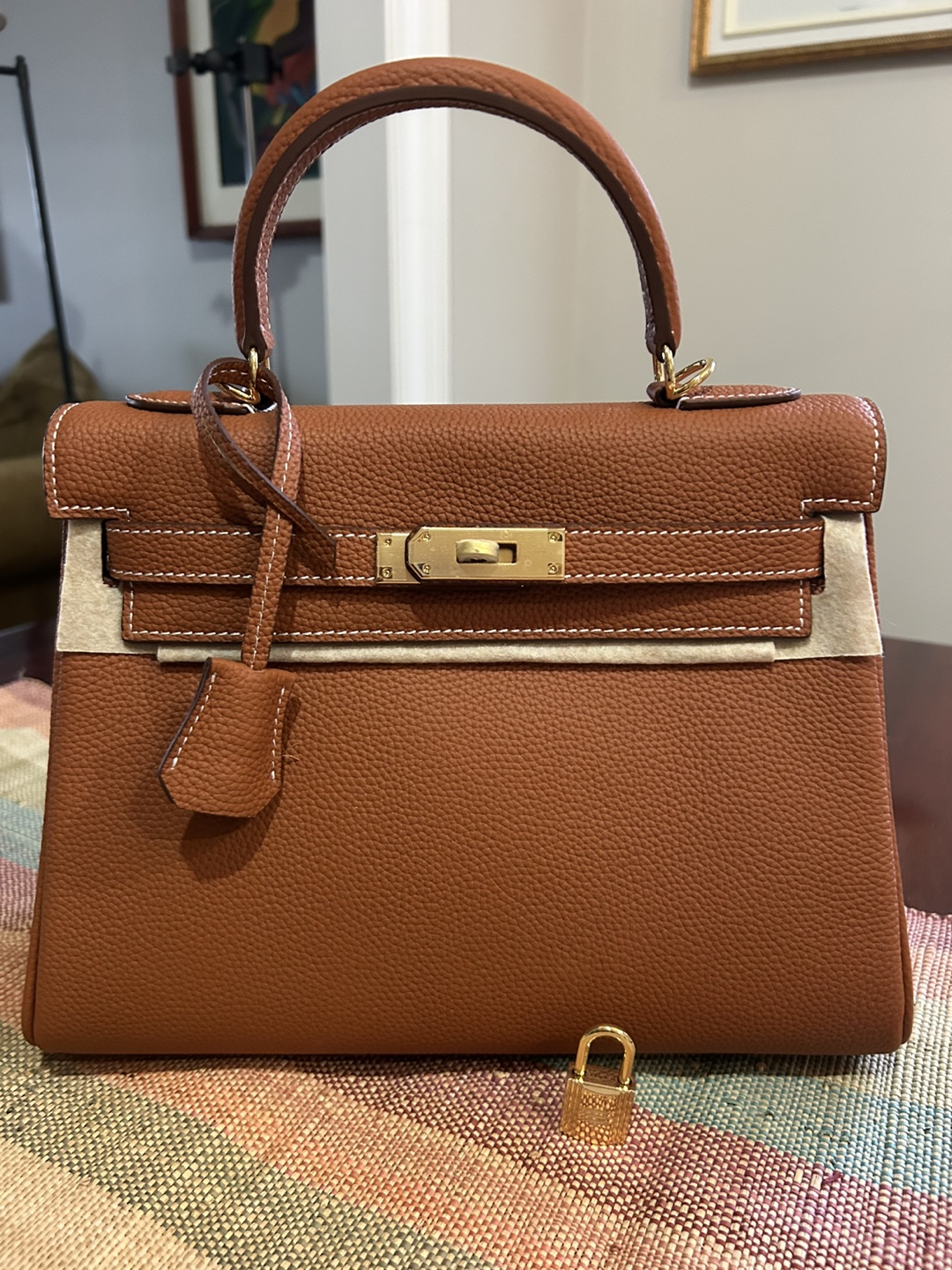 Brown Leather Kelly silhouette style bag - photo 2