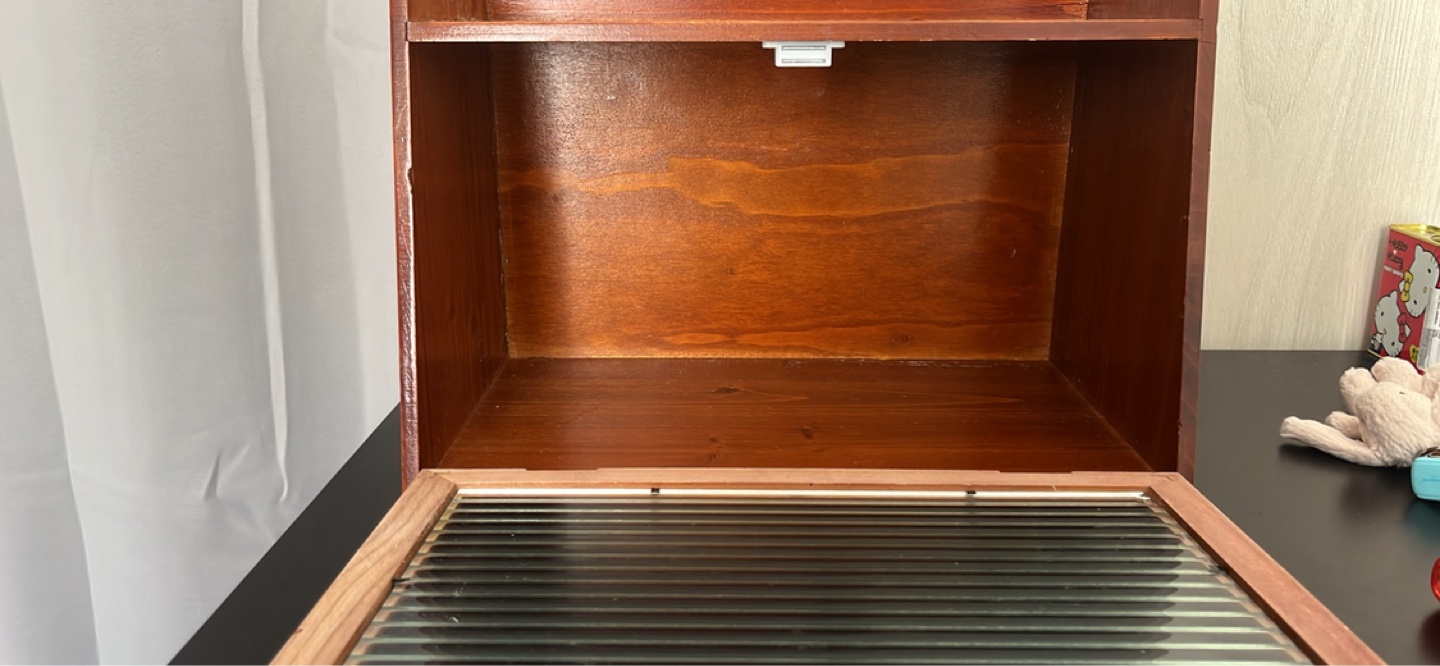 Vintage Wooden Bread Box with Glass Door - photo 2