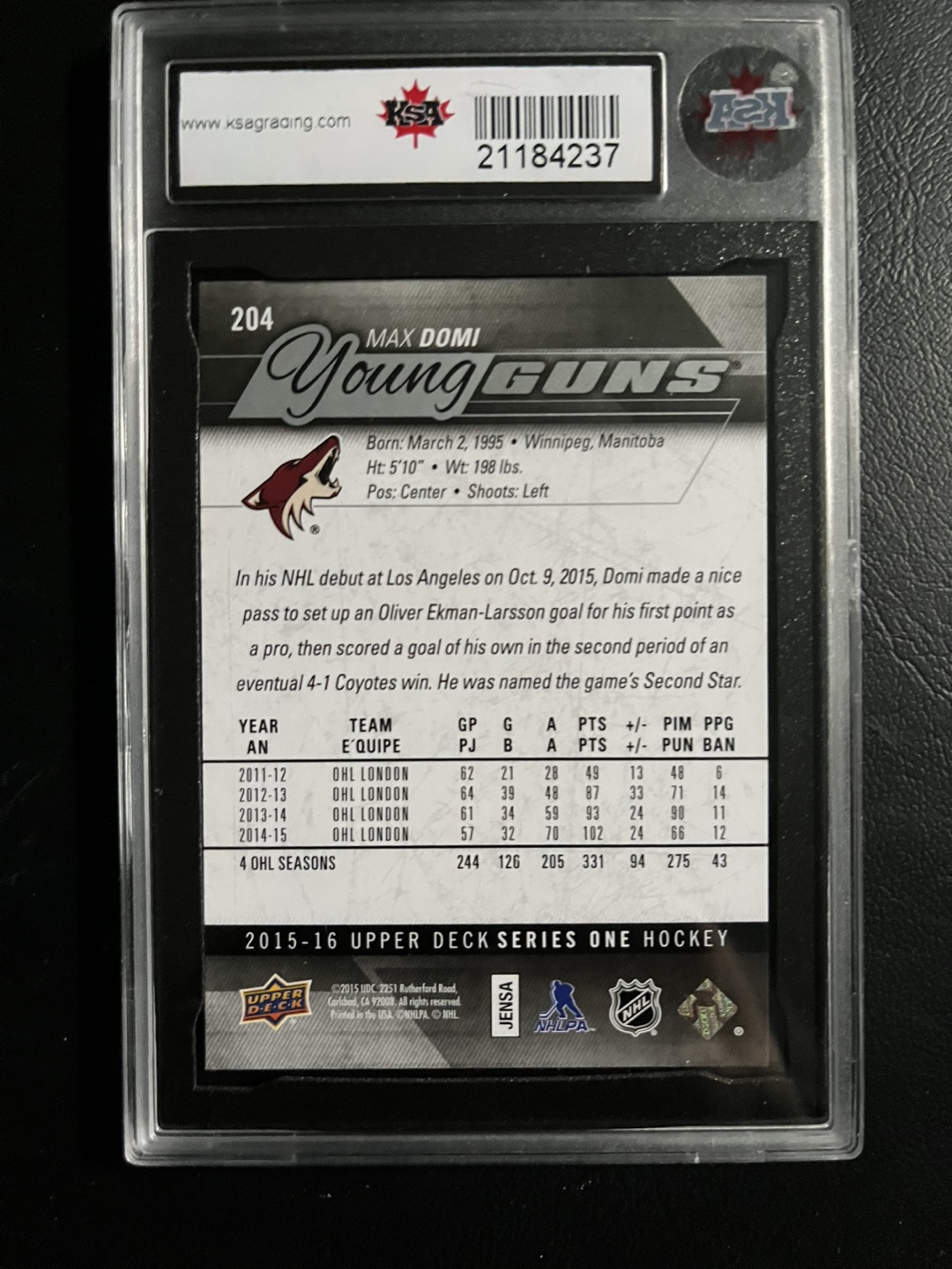 Max Domi 2015-16 UD Young Guns  KSA 9.5 - photo 2