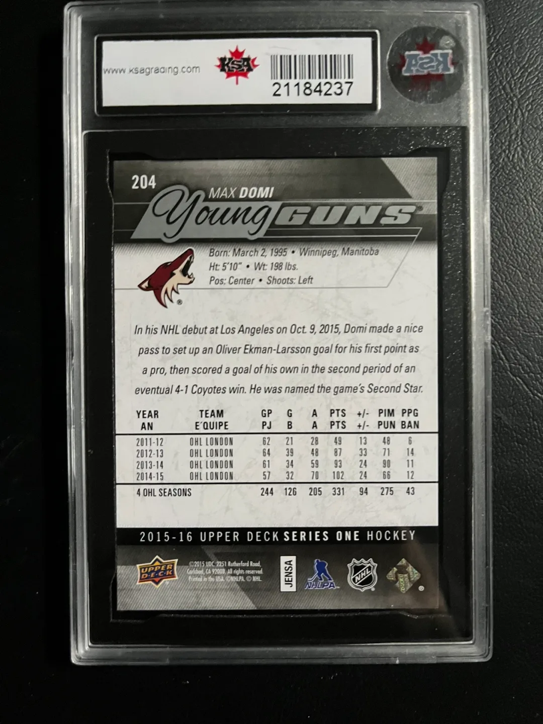 Max Domi 2015-16 UD Young Guns  KSA 9.5 image indicator(2)