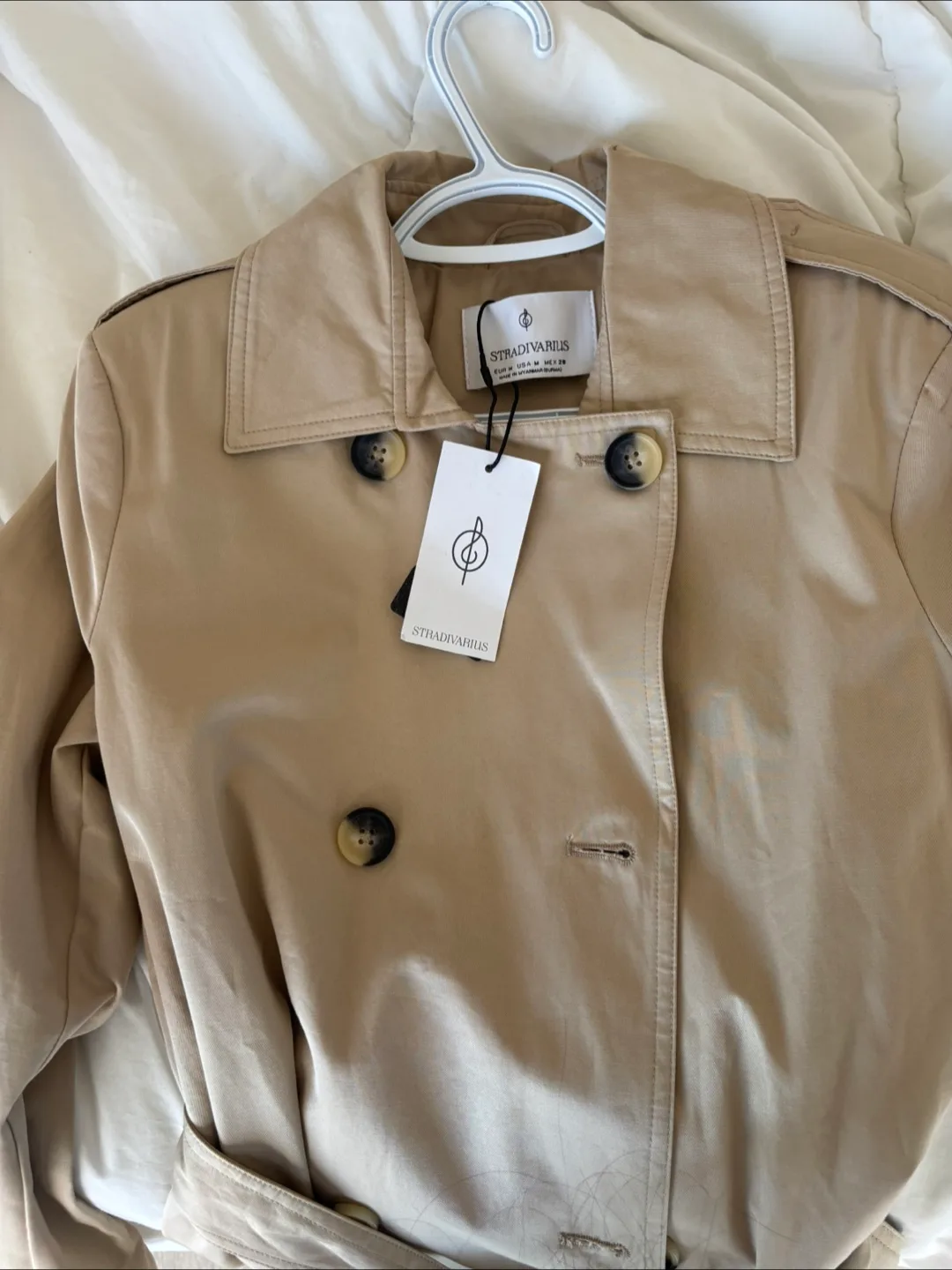 Stradivarius Beige Trench Coat - Size M thumbnail