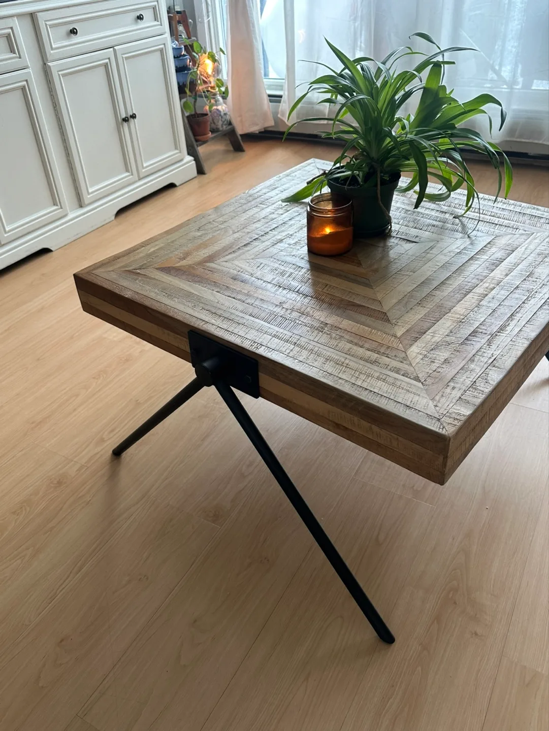 Teak Wood Coffee Table with black  Legs image indicator(3)