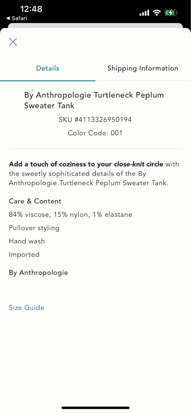 BNWT Anthropologie Turtleneck Sweater Tank S image indicator(4)