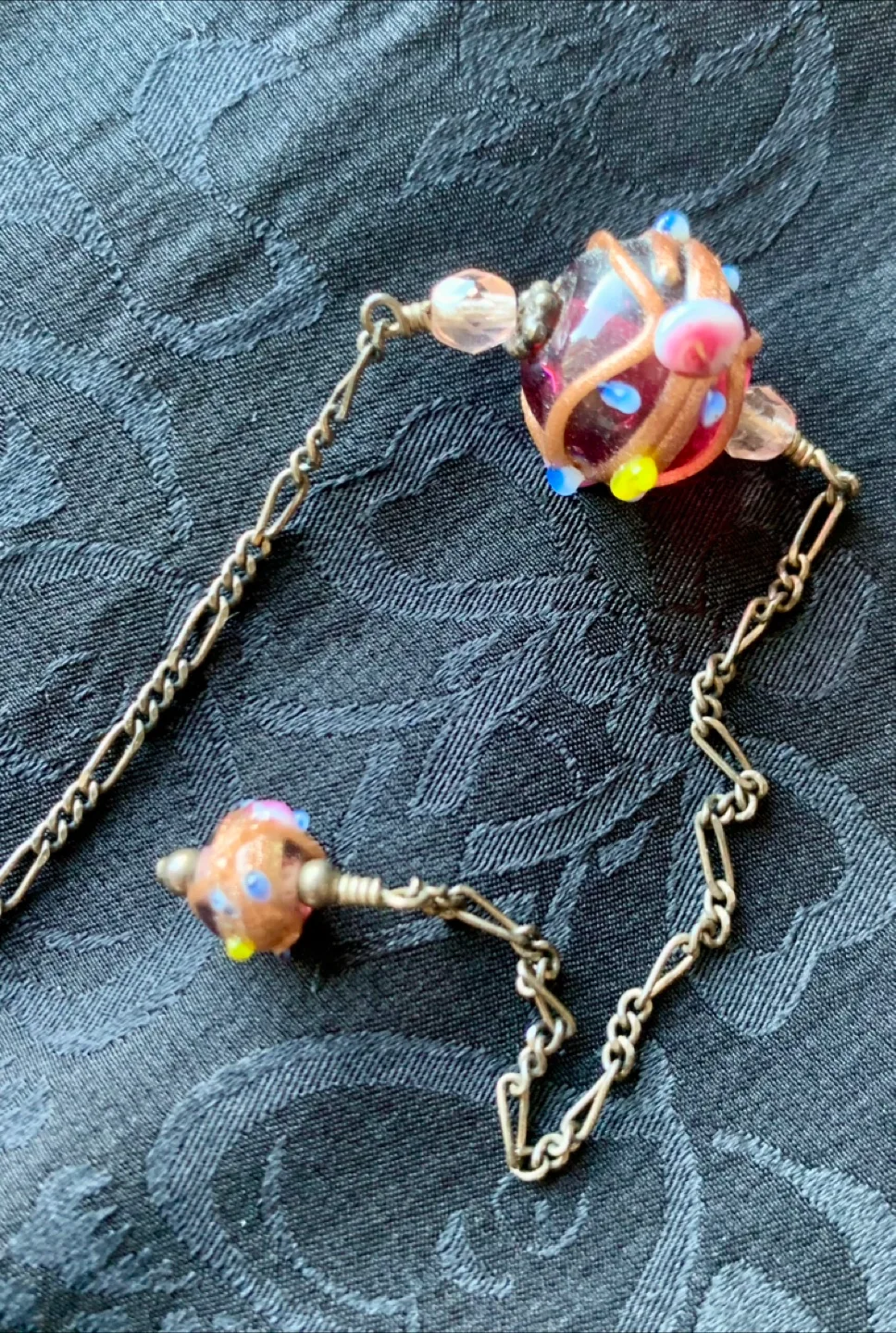 Amethyst pendulum with Murano glass accents image indicator(2)