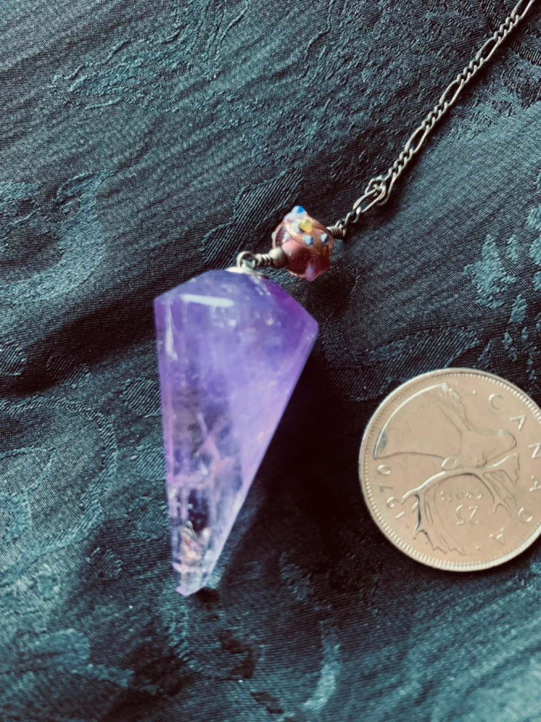 Amethyst pendulum with Murano glass accents image indicator(4)