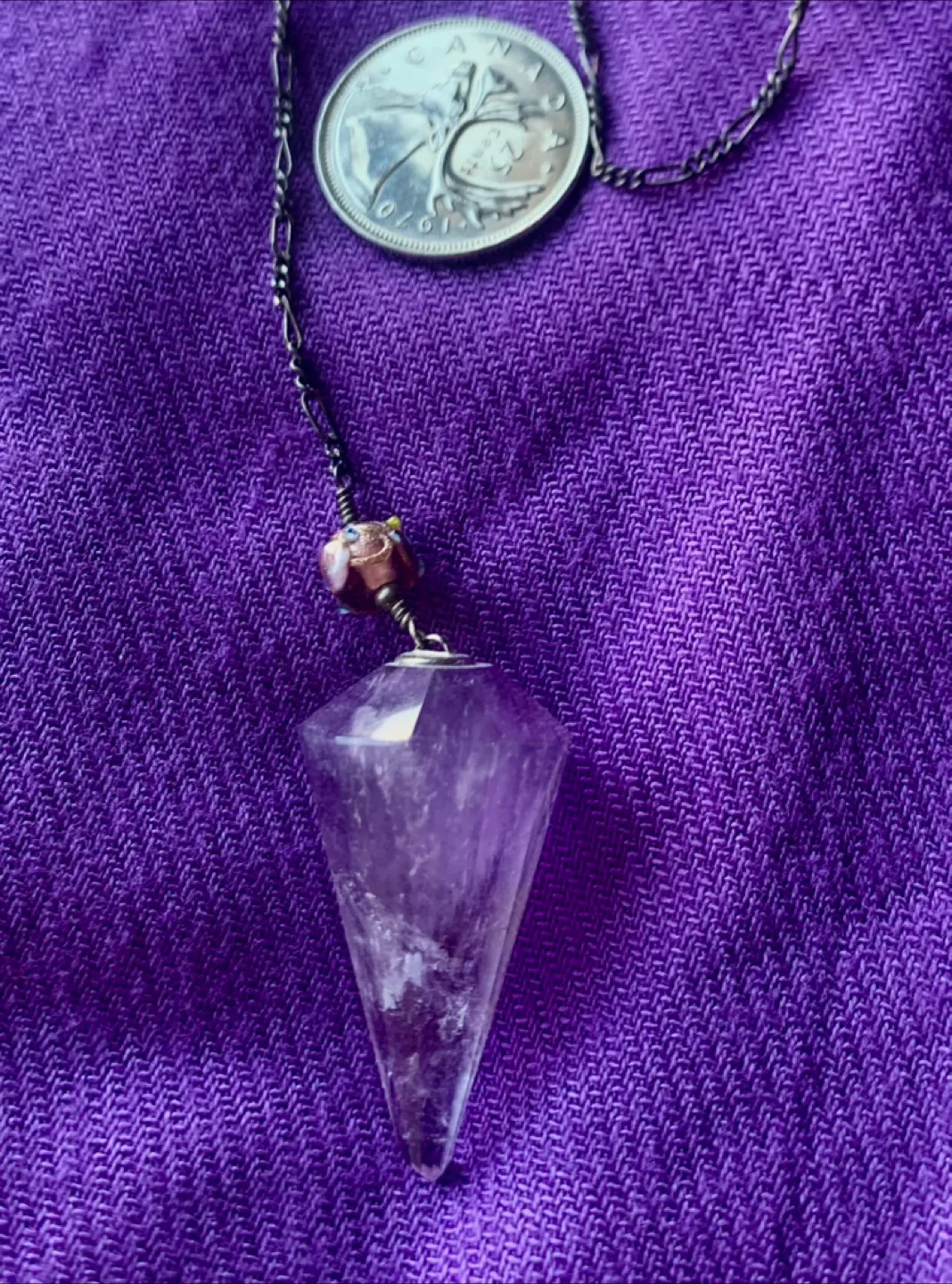 Amethyst pendulum with Murano glass accents image indicator(5)