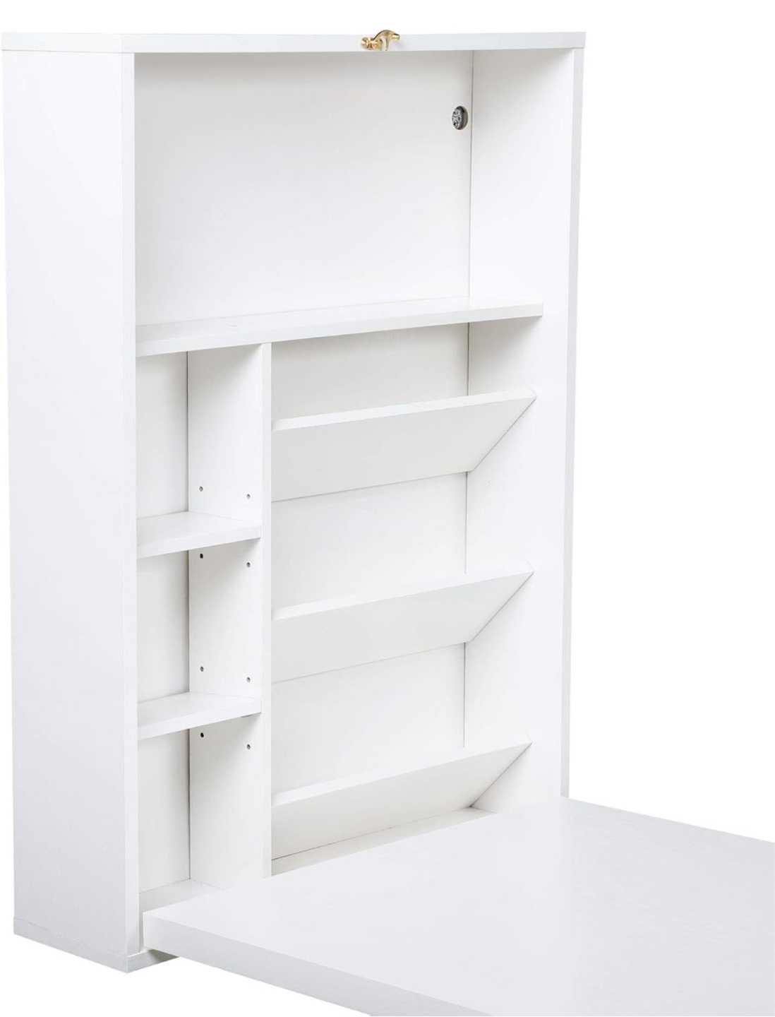White Wall Mounted Folding Desk with Storage - photo 5