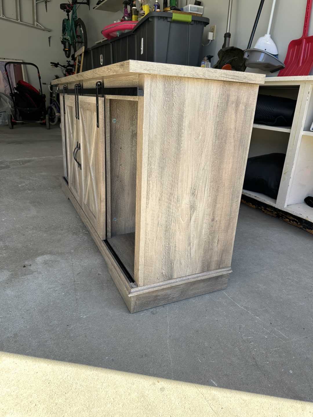 Rustic Grey TV Stand with Sliding Barn Doors - photo 5