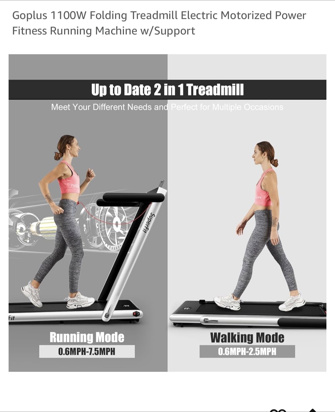 Superfit Goplus 1100W Folding Treadmill - photo 2