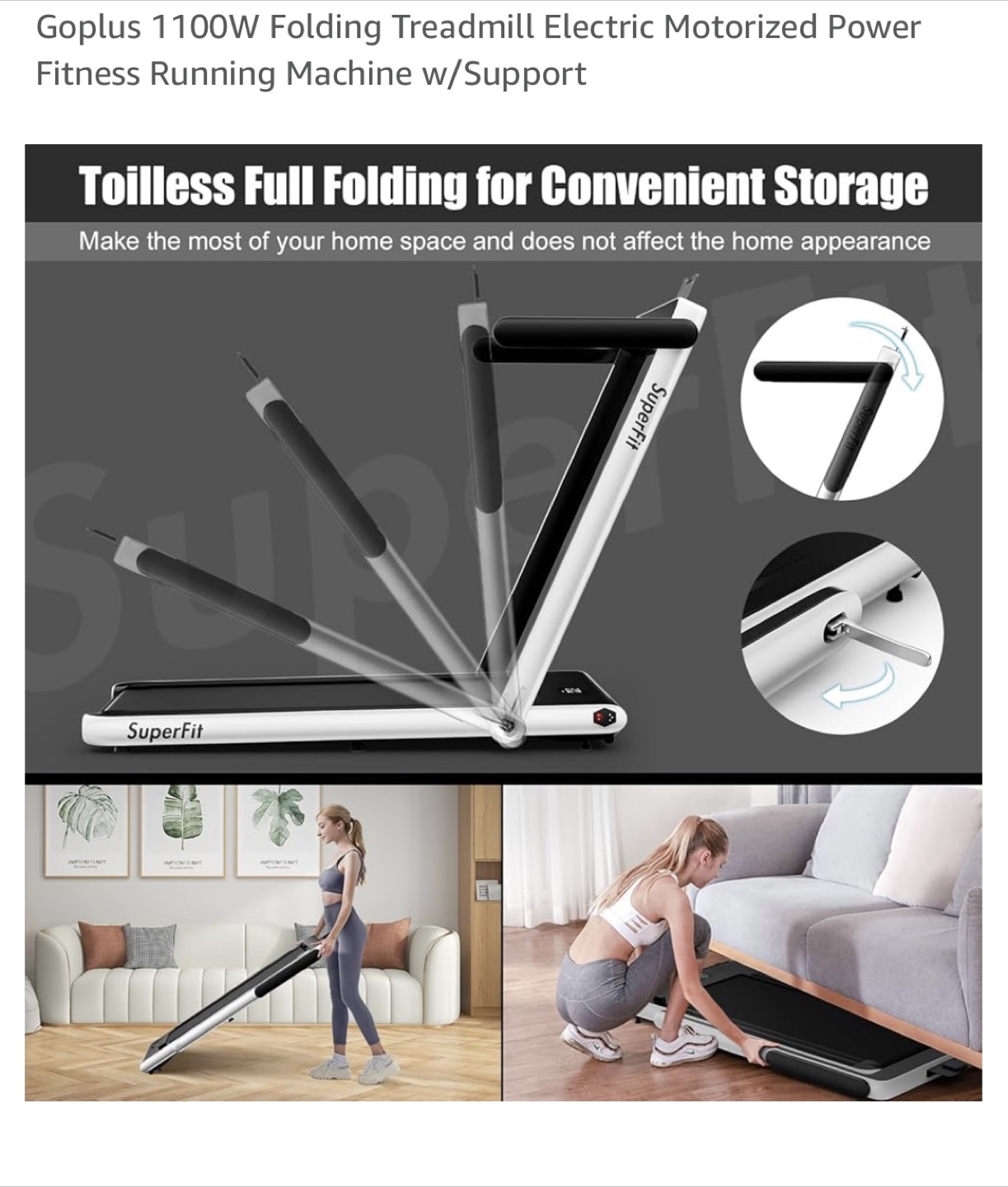 Superfit Goplus 1100W Folding Treadmill - photo 3