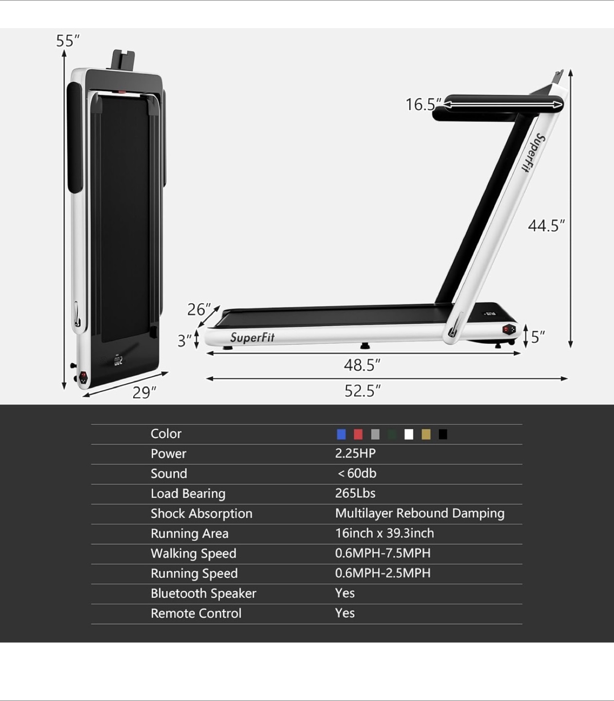 Superfit Goplus 1100W Folding Treadmill - photo 4