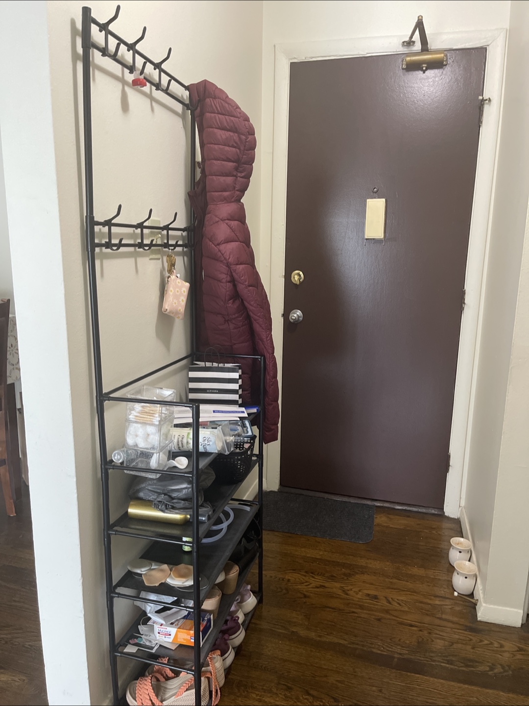 Black Metal Hall Tree with Shoe Rack - photo 2