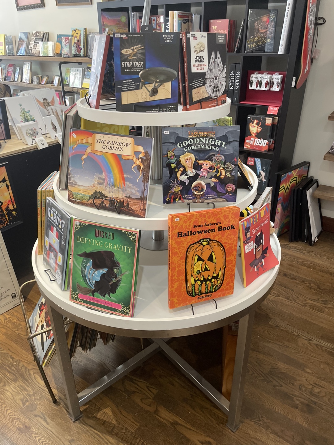 White 3-Tier Round Book Display Stand