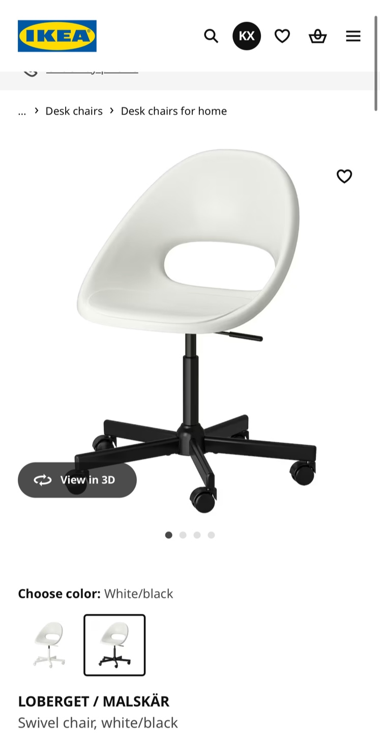 IKEA LOBERGET/MALSKAR Swivel Chair - White/Black - photo 5