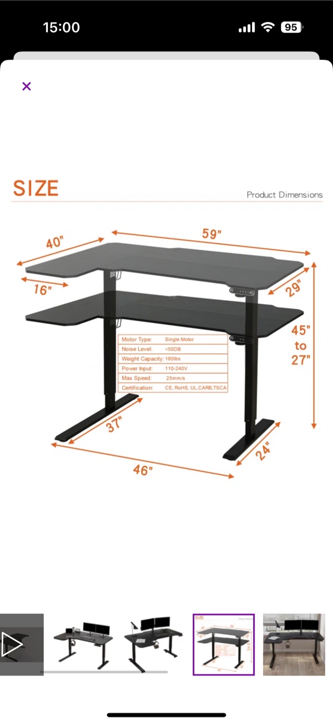 Electric Height L-Shaped Adjustable Standing Desk - photo 3