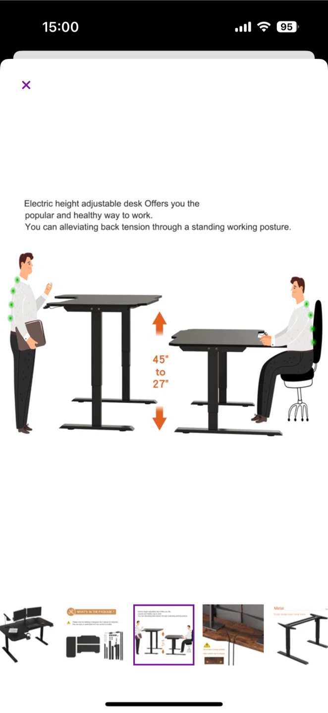 Electric Height L-Shaped Adjustable Standing Desk - photo 5