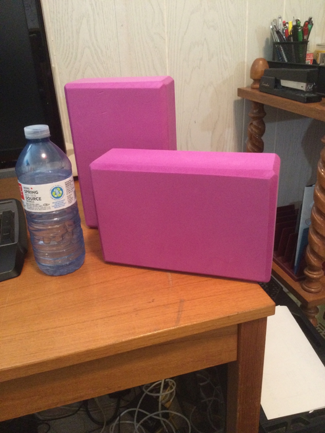 Two Purple Yoga Blocks