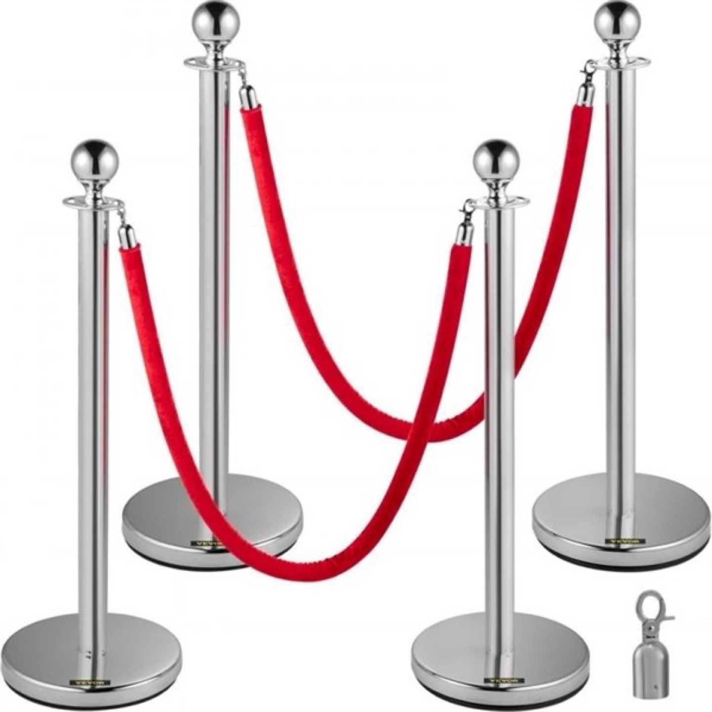 VEVOR Set of 4 Stainless Steel Queue Poles